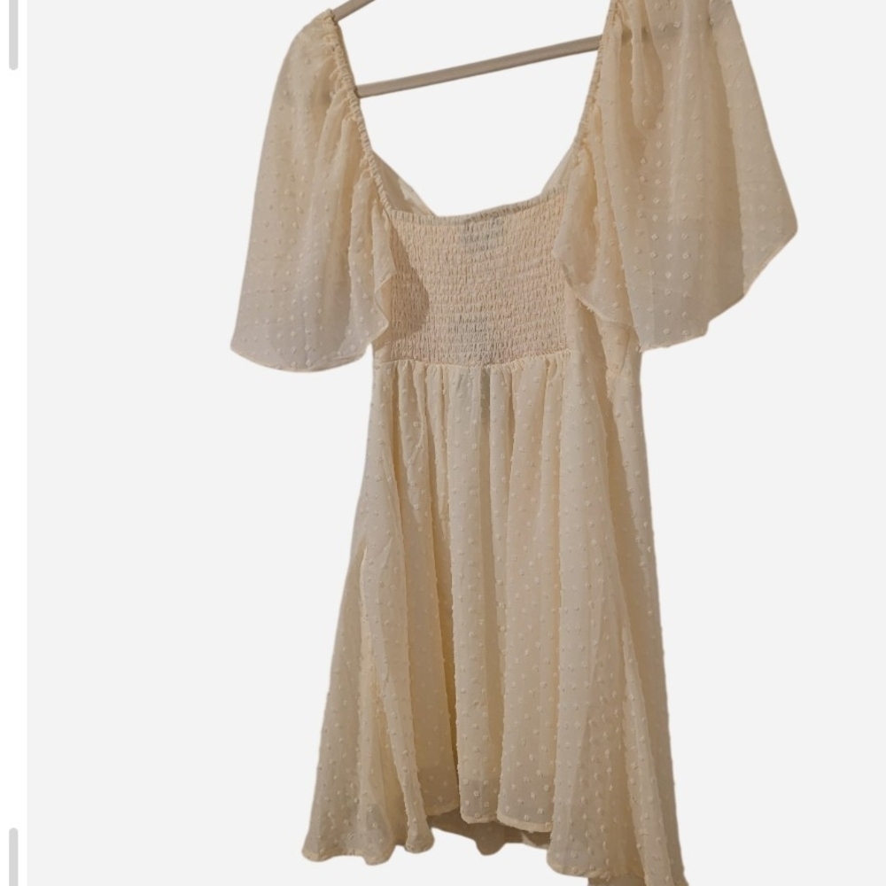 Lulu's Be a Dear Cream Swiss Dot Tie -front Skate Dress Size S - Picture 8 of 15
